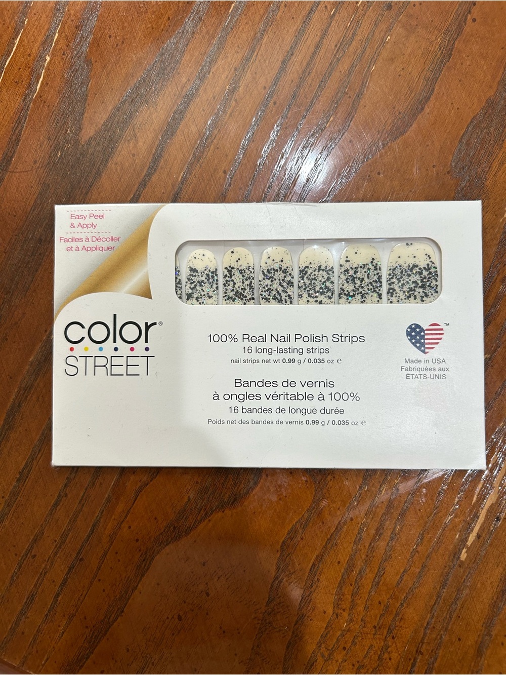 Color Street Cream Nail Strips with Black Speckles